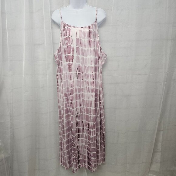 Purple White Abstract Croc Print Sleeveless Midi Dress Boho Beach Shift 4XL - Picture 1 of 9